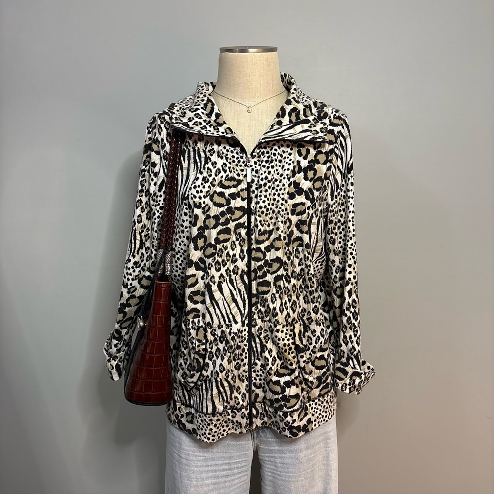 Kim Rogers Animal Print Jacket in Black and Cream